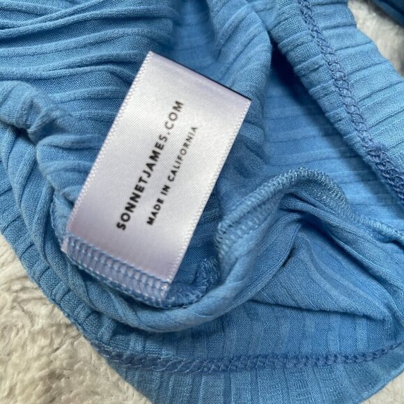 Sonnet James A Play Dress Long Sleeve Tunic Shirt Top Sz Large Ribbed Knit Blue - Picture 9 of 9